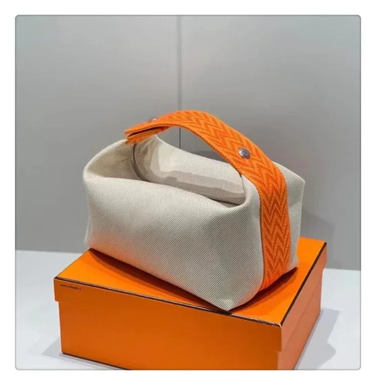 2024 New Large Capacity Canva Makeup Bag Soft Texture Fashionable Women's Shoulder Bag Color Blocking Handbag From China RELUX.STORE