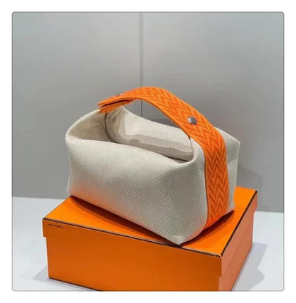 2024 New Large Capacity Canva Makeup Bag Soft Texture Fashionable Women's Shoulder Bag Color Blocking Handbag From China RELUX.STORE