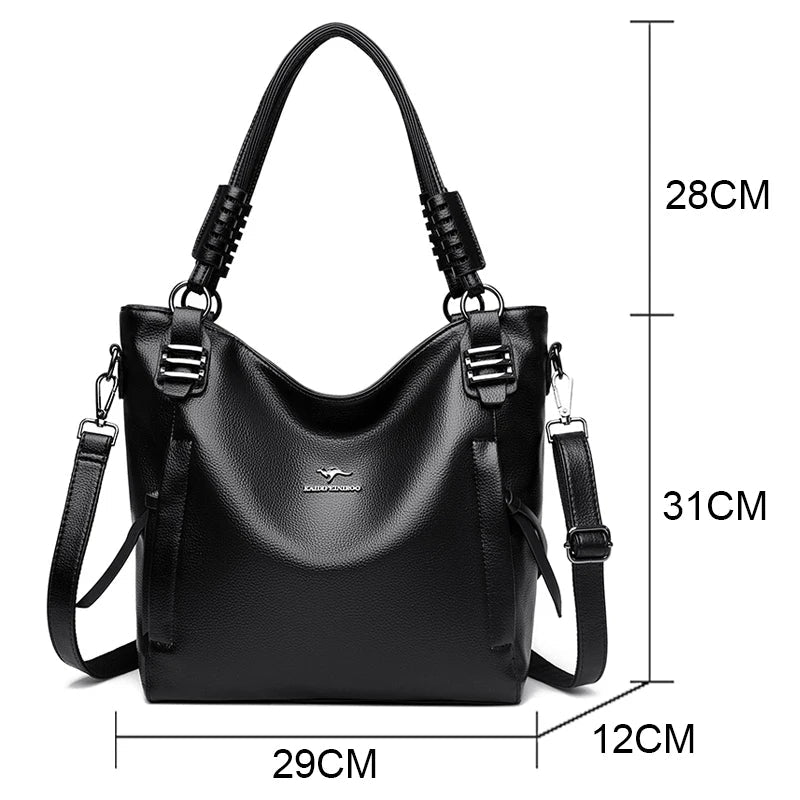 Luxury Soft Genuine Leather Handbag Fashion Women Shoulder Messenger Bag Solid Color Cowhide Tote Fashion Female Crossbody Sac RELUX.STORE