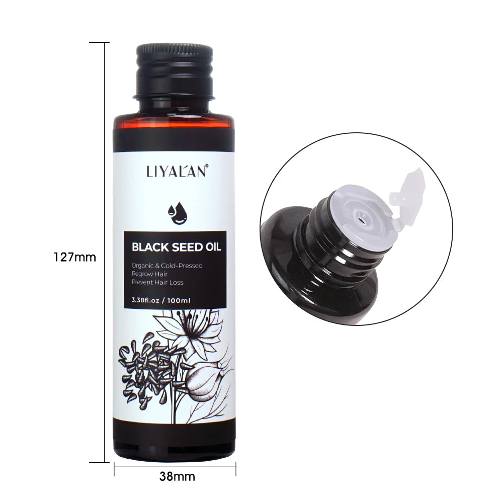 100ml Black Cumin Seed Oil For Hair Growth Thicken Hair Cold Pressed Liquid Nourish Nail Skin Anti-oxidant Body Massage RELUX.STORE
