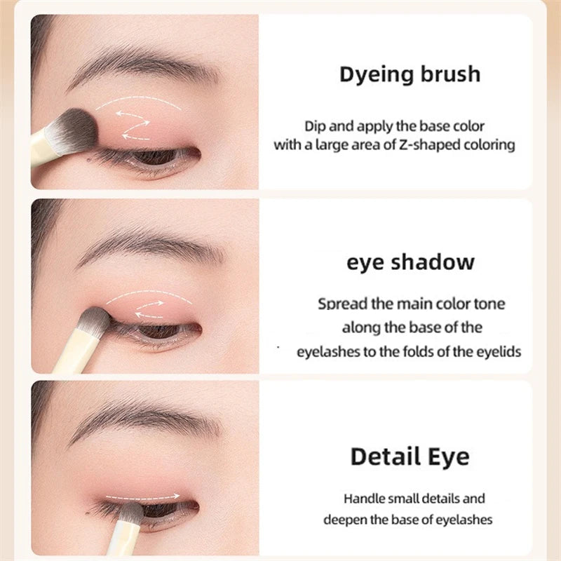5/6/8/10pcs Natural Eye Makeup Brushes Set Detail Eyeshadow Brush Makeup Brush White Ultra Soft Eyeshadow Eyeliner Makeup Tool RELUX.STORE