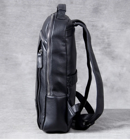 High Quality Fashion Genuine Leather Backpack Men Bagpack Student School Bag Backpack daily male Rucksack large Knapsack Black