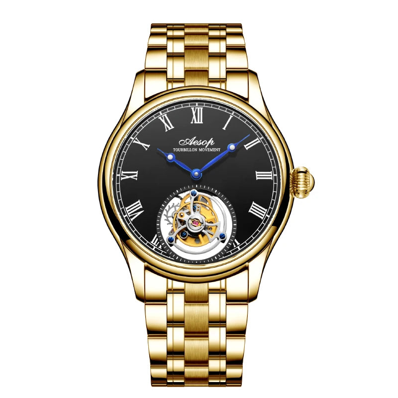 Aesop Real Flying Tourbillon Movement Mechanical Watches Luxury Watch for Men Skeleton Tourbillon Watch Sapphire Official StoreS