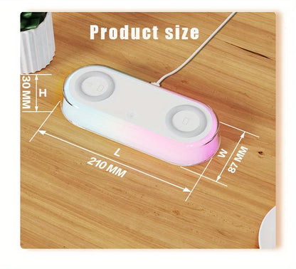 Wireless Charger Alarm Clock Time LED Light Thermometer Earphone Phone Charger 15W Fast Charging Dock Station for iPhone Samsung