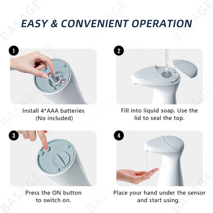 Automatic Sensor Soap Dispenser White High Quality Abs Waterproof Hand Soap Sensor Bathroom Smart Wash Handpiece