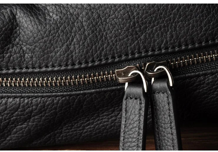 High Quality Fashion Genuine Leather Backpack Men Bagpack Student School Bag Backpack daily male Rucksack large Knapsack Black