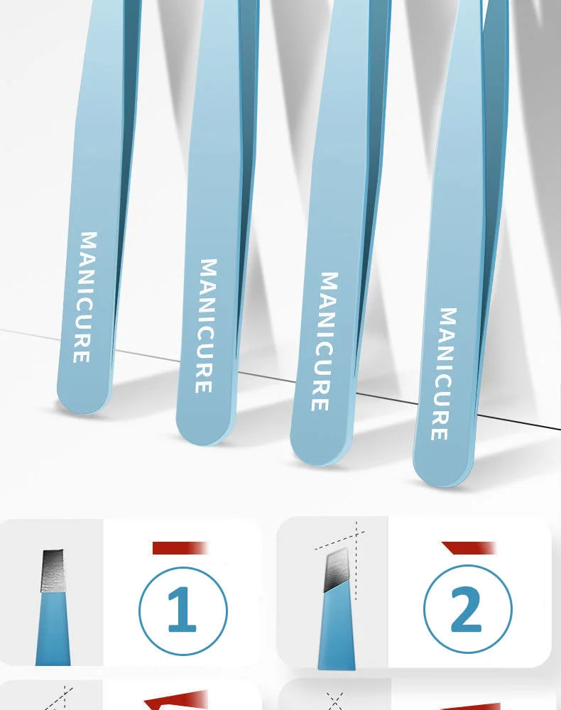Eyebrow Tweezer Colorful Hair Beauty Fine Hairs Puller Stainless Steel Slanted Eye Brow Clips Removal Makeup Tools RELUX.STORE