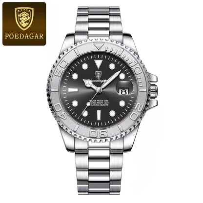 POEDAGAR Luxury Men Watch Business Quartz Man Clock Sports Waterproof Luminous Date Stainless Steel Men's Watches Male Reloj+box RELUX.STORE