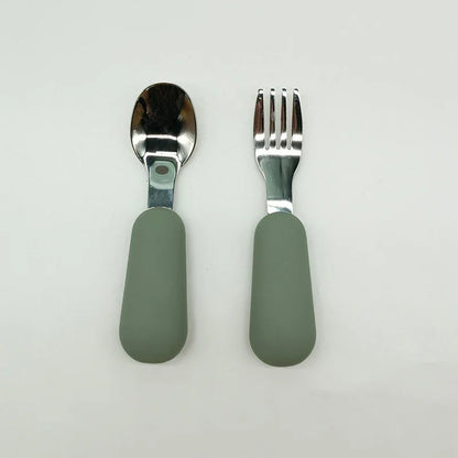 Baby Gadgets Tableware Set Children Utensil Stainless Steel Toddler Dinnerware Cutlery Cartoon Infant Food Feeding Spoon Fork