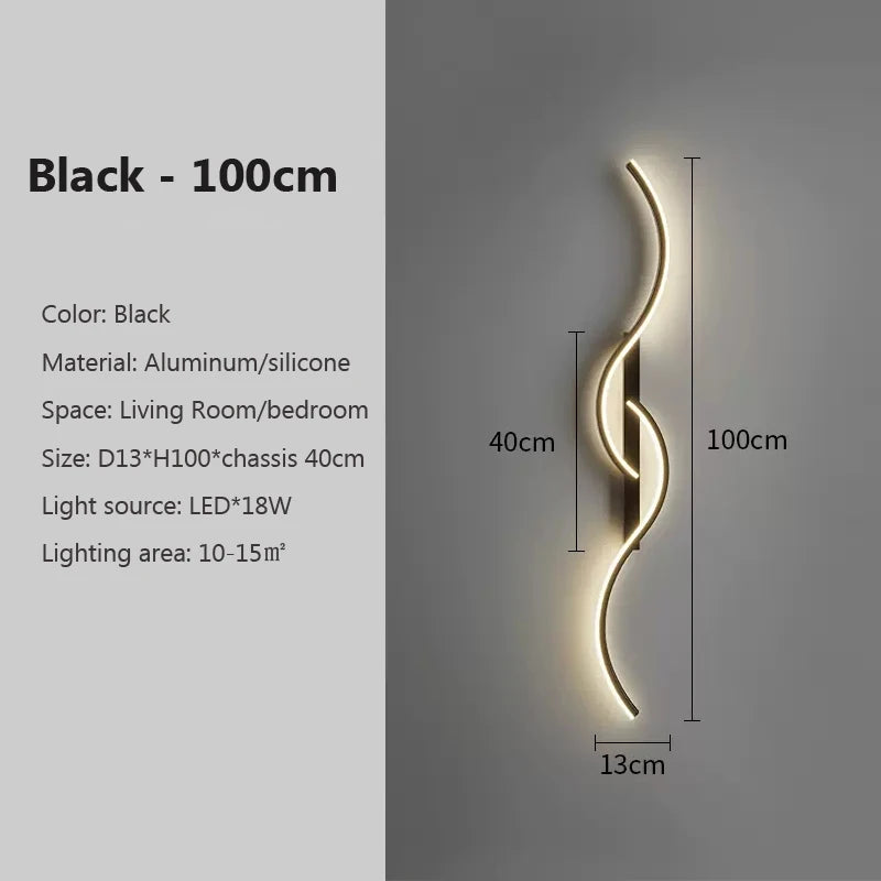 Modern LED Wall Lamp Minimalist Led Light Bedroom Bedside Long Strip Wall Sconces Living Room Sofa Home Indoor Lighting Fixture RELUX.STORE