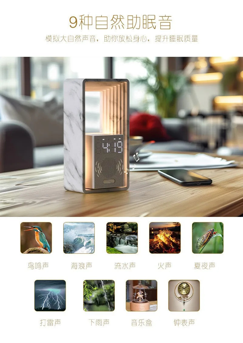 Simulated Sunrise Wake-up Alarm Clock White Noise Sleep Sound System Small Night Light High Aesthetic Bedside Table Lamp