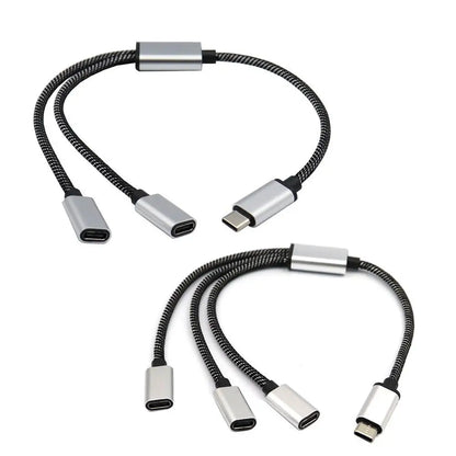 USB C Male To Double USB C Female Splitter Type C Hub For Type C Gaming Handle Charger Powerbanks Adapter