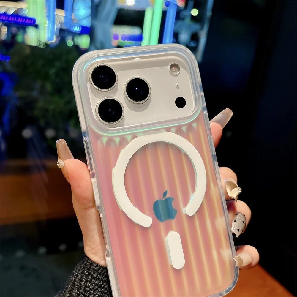 Luxury For Magsafe Aurora Clear Luggage Phone Case For iPhone 17 16 15 14 13 Pro Max Plus Wireless Charging Protective Covers RELUX.STORE