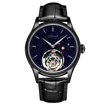 AESOP Mens Luxury Real Flying Tourbillon Mechanical Sapphire Waterproof Watch Skeleton Watches for Men Wristwatches Male 2025 A