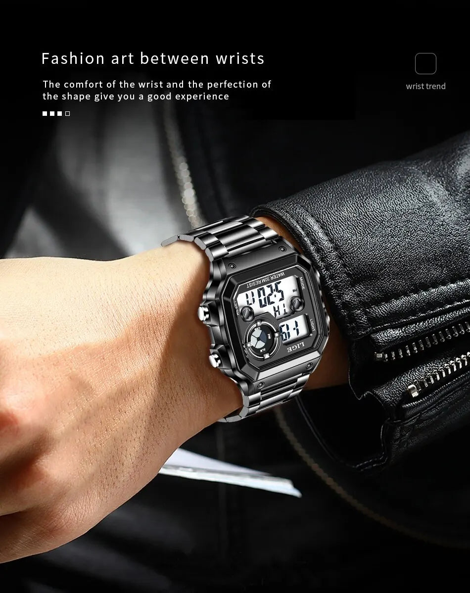 LIGE 2023 NEW Luxury Brand Men Watch Military Digital Watches Sport Wristwatch Mens Waterproof Clock Male Relogio Masculino