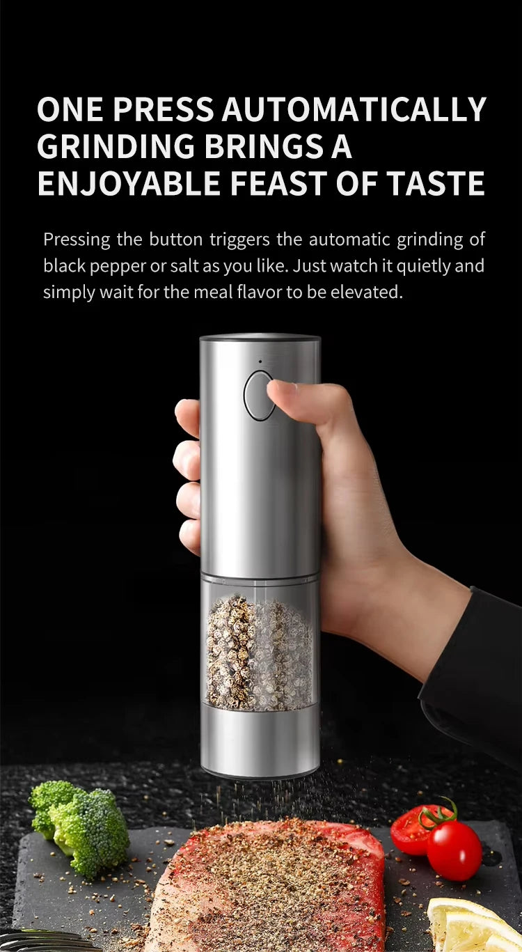 1/2pcs Automatic Pepper Grinder Salt And Pepper Grinder USB Rechargeable Adjustable Coarseness Spice Mill for Kitchen Tool