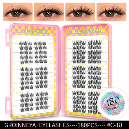 GROINNEYA Eyelashes Clusters 320 pcs Natural Eyelash extension Cluster Lashes Volume Mixed Tray Lashes Cluster Natural Lashes RELUX.STORE