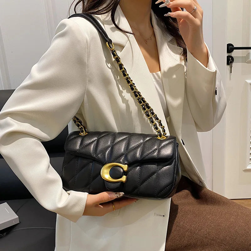 Luxury Fashion Women's Chain Handbag PU Leather Girls Shoulder Messenger Bag Brand lightweight Commuting Bag Tassel Square Bag RELUX.STORE