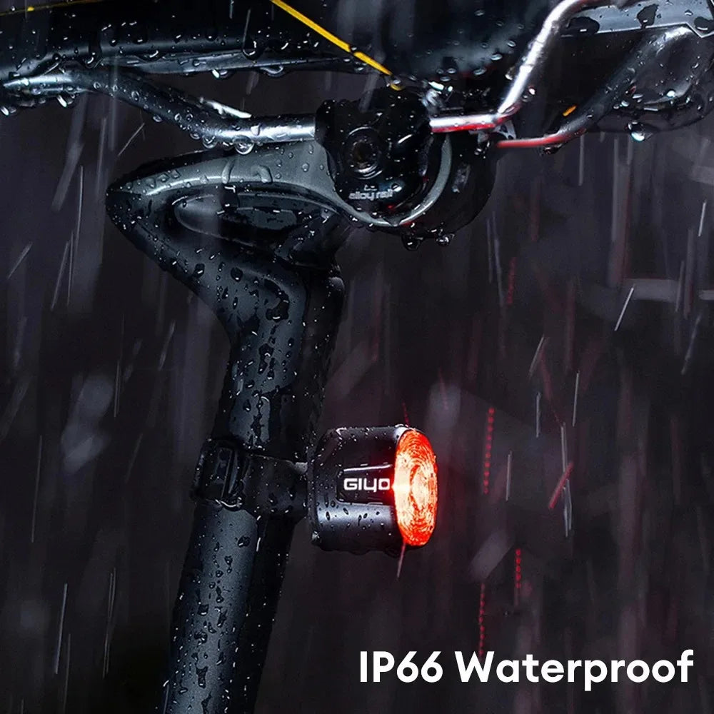 GlYO Auto Brake Sensing Bicycle Tail Light -USBRechargeable, lP66 Waterproof LED WarningLight for MTB & Road Bike Night Safety