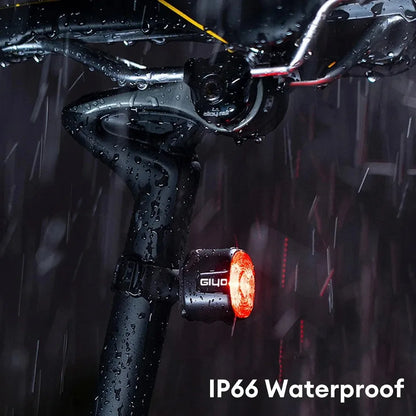 GlYO Auto Brake Sensing Bicycle Tail Light -USBRechargeable, lP66 Waterproof LED WarningLight for MTB & Road Bike Night Safety