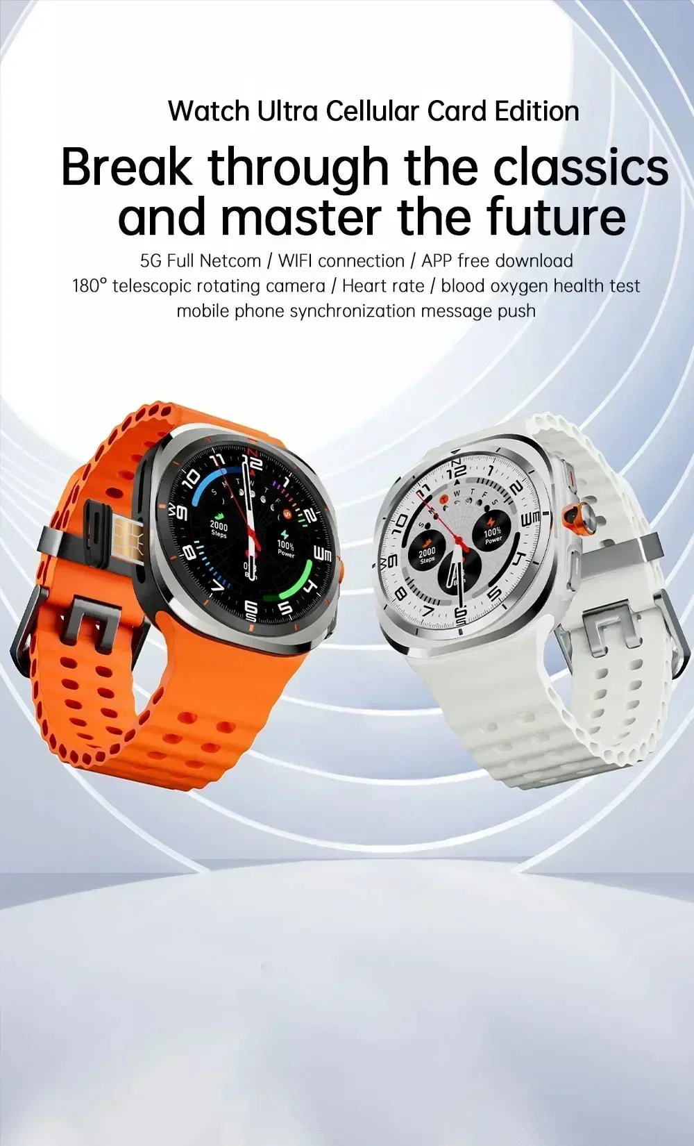 2025 New W7 5G Fitness Smart Watch Full Network GPS NFC Call Information Display Men's Sports Watch Application Download