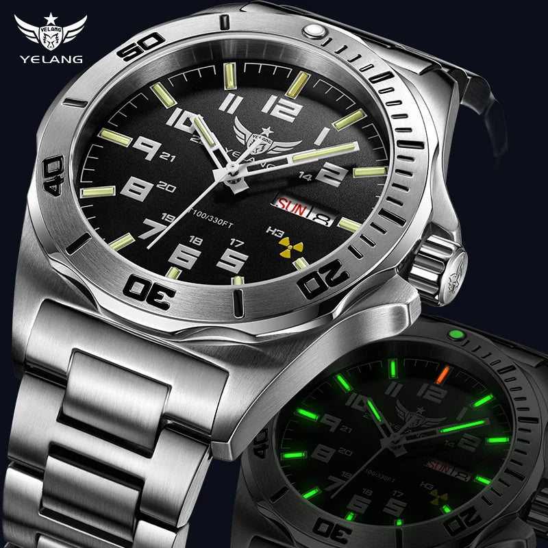 Yelang V1019 Brand 44MM Men Watch NH36 100M PROFESSIONAL WATERPROOF Deep Diving Mechanical Automatic Watch Sapphire Lens Reloj