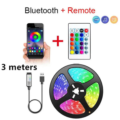 Bluetooth LED Strip Lights Smart SMD 5050 APP Remote Control Flexible Ribbon Diode Lamp Tape TV Backlights Game Room Home Decor RELUX.STORE