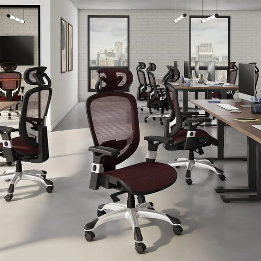Perfect for Home & Office, Ergonomic Swivel Task Chair, Adjustable with Breathable Mesh & Lumbar Support, Maroon