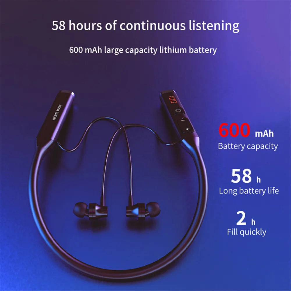 Wireless Headset Bluetooth 5.0 Earphone HiFi 9D Stereo Neck-Hanging Sport Headphone Support Bluetooth TF Card FM Audio Playback RELUX.STORE