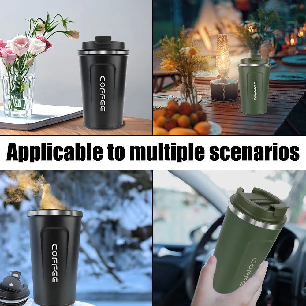 Thermo Cafe Coffee Mug Car Thermos Mug 380/510ML Leak_Proof Travel Thermo Cup for Tea Water Coffee Double Stainless Steel RELUX.STORE
