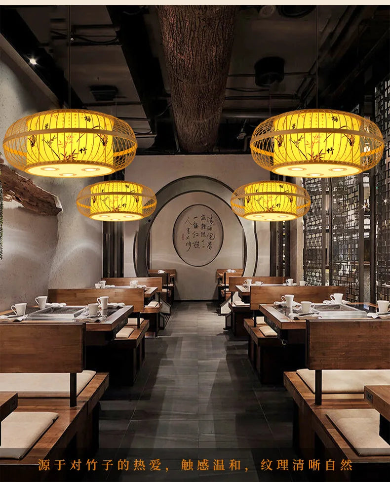 Neo-Chinese Style Handmade Bamboo Chandeliers-Modern Retro Lighting for  Restaurants Hot Pot Tea Rooms B&Bs