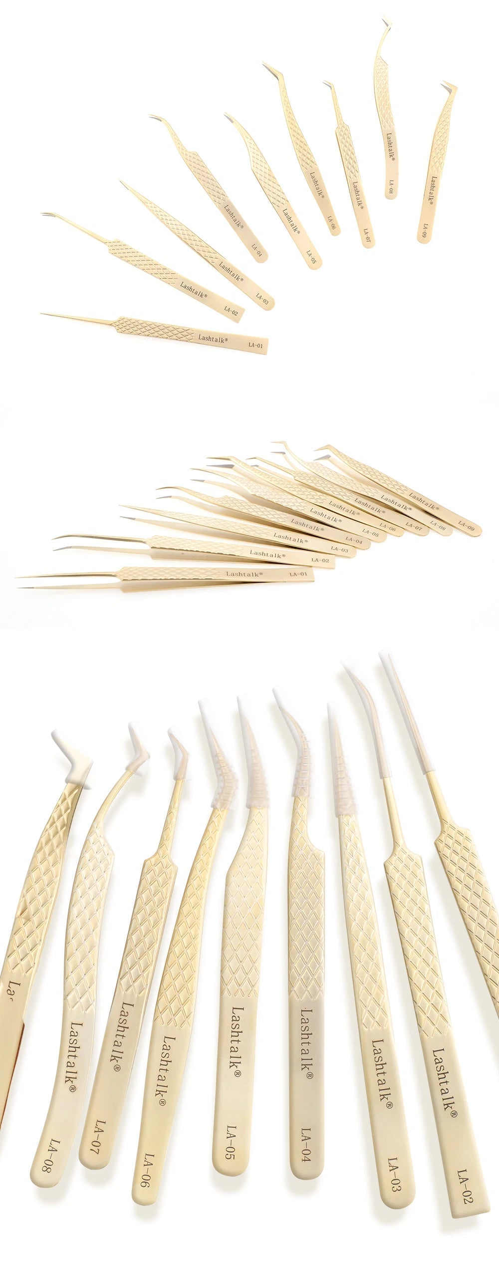Lashtalk Precision Fiber Tip Tweezer Eyelash Extensions Diamond Grip Anti-Slip Premium Gold Stainless Steel Makeup From Nagaraku RELUX.STORE