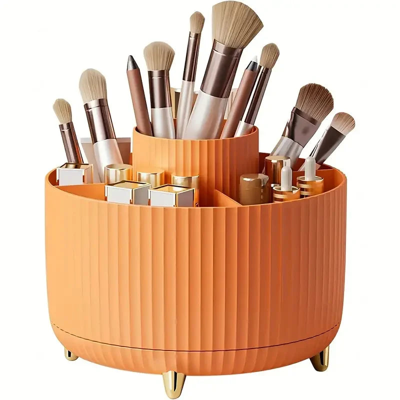 360° Rotating 5 Slot Makeup Brushes Holder Organizer Multi-Functional Desk Storage Cosmetics Storage for Vanity Desktop Bathroom RELUX.STORE