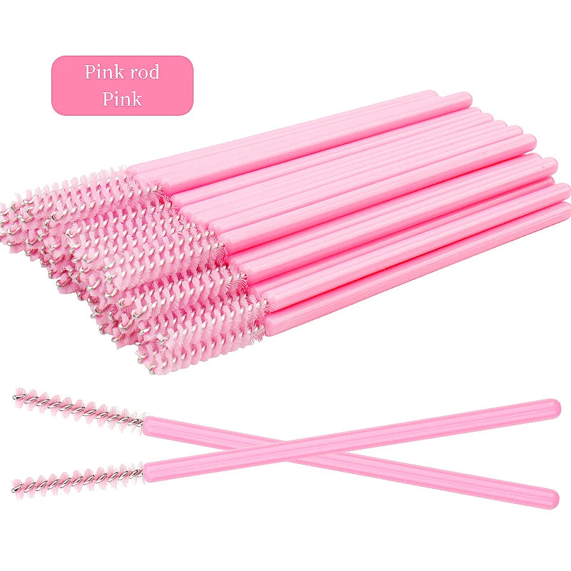 NEW 50Pcs Makeup Eyelash Brushes Disposable Crystal Eyebrow brush Diamond Handle Mascara Wand Applicator Lashes Extension Tools RELUX.STORE