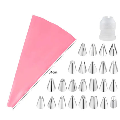 Multifunctional Cake Decorating Tools Silicone Pastry Bag Stainless Steel Cake Mouth Reusable Silicone Bag Tools Pastry Nozzle