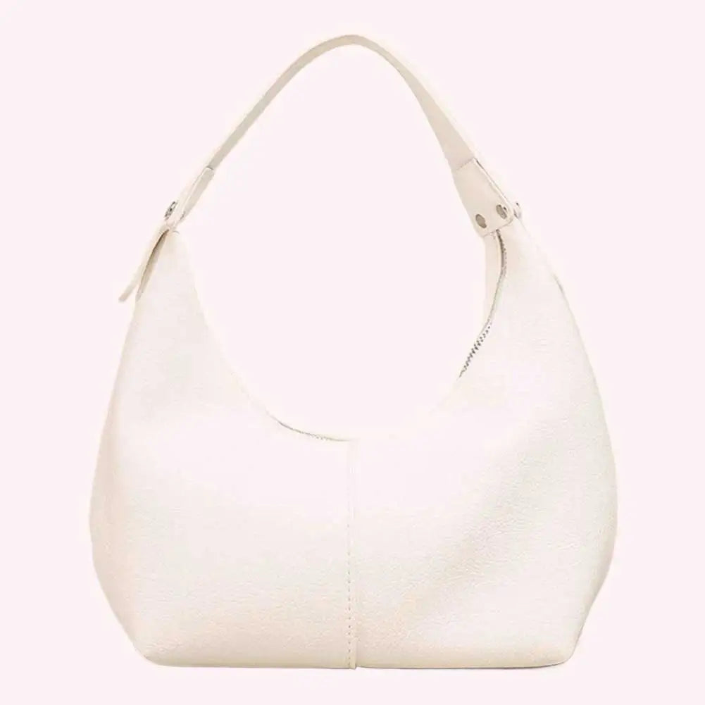 Women Simple Shoulder Purse PU Leather Soft Hobo Bags Solid Color Casual Armpit Handbag Girls Outdoor Daily Bag RELUX.STORE
