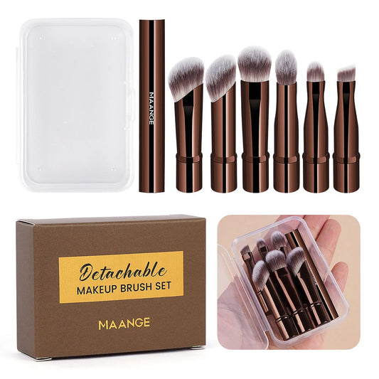 MAANGE Double Ended Makeup Brush Set Detachable Travel Contour Concealer Brush Set Eyeshadow Brush Face Cosmetic Tools with Box RELUX.STORE