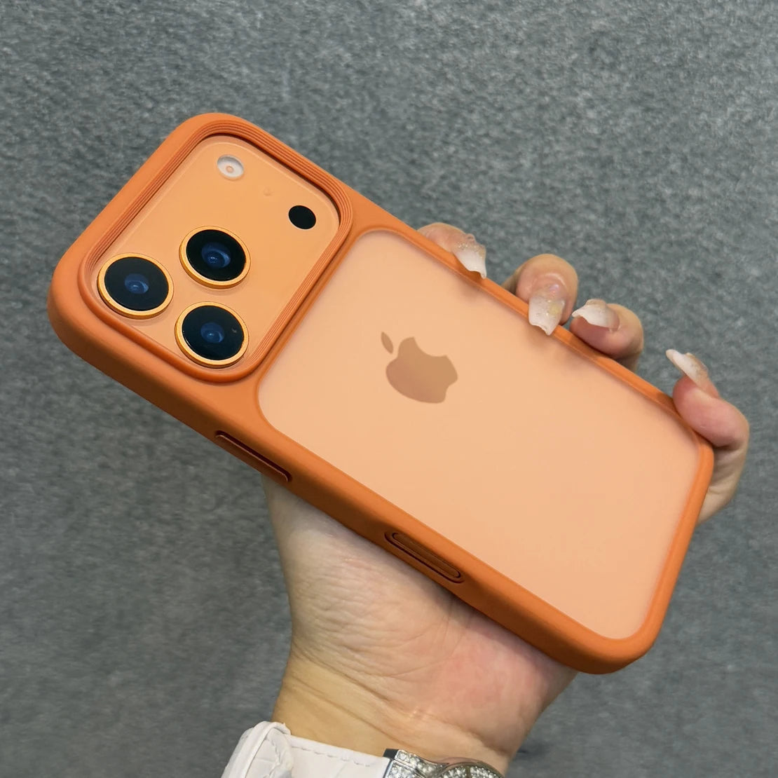Luxury Orange Shield Matte Transparent Phone Case For iPhone 17 Pro Max 17 Pro 17 New Metal Buttons Skin Feel Shockproof Cover RELUX.STORE
