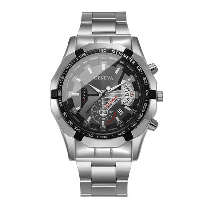 Luxury Large Dial Men Business Watches Fashion Calendar Quartz Watch for Mens Clock Reloj Hombre（Without Box）