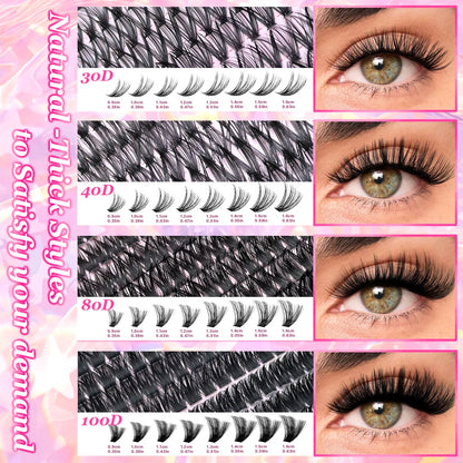 DIY Lash Extension Kit 720pcs Lash Clusters Individual Eyelashes Kit with Lash Bond and Seal Wispy Natural Mange Lashes RELUX.STORE