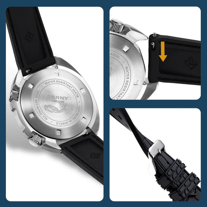 BERNY Automatic Diver Watch for Men Super Luminous Wristwatch Sapphire Sport Mechanical 20ATM 1970 Compressor Diving Men Watches