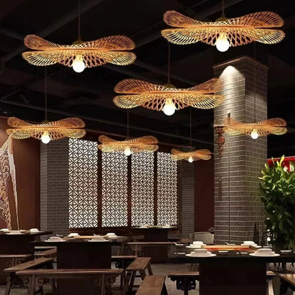 55CM Chandelier Teahouse Rattan Lamp Handmade Cafe Bar Garden Dining Room Bedroom Wicker Rattan Lighting Fixture RELUX.STORE