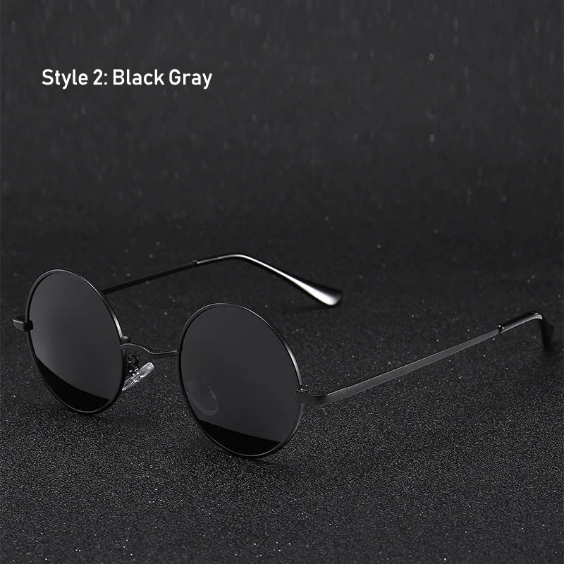 Retro Vintage Round Polarized Sunglasses Men Brand Designer Sun Glasses Women Alloy Metal Frame Black Lens Eyewear Driving UV400 RELUX.STORE