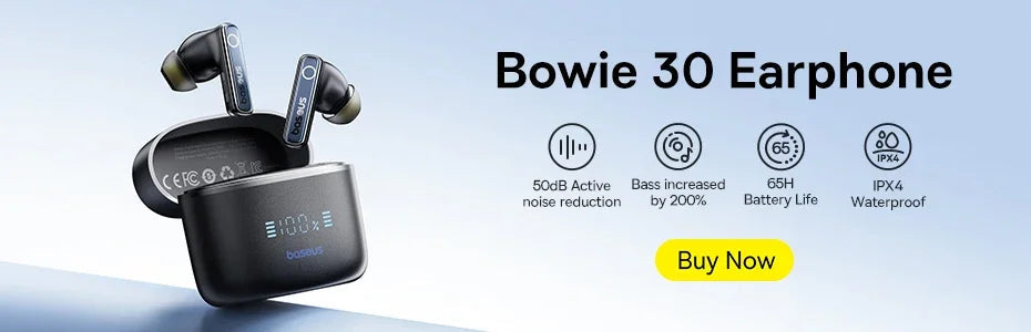 Baseus Bowie E16 Wireless Earphone Bluetooth 5.3 Earphones 30H Long Battery Life IPX4 Waterproof True Wireless Headphone Earbuds RELUX.STORE