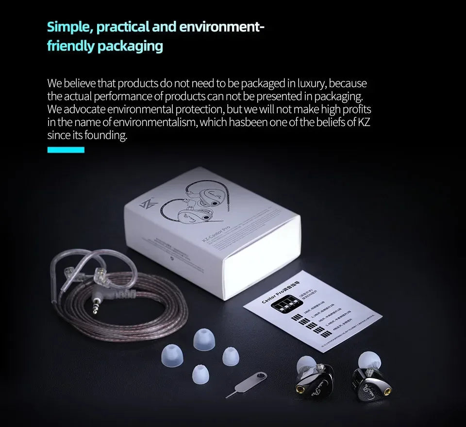 KZ Castor PRO in Ear Earphone HiFi Bass Dynamic Earbuds High-end Tunable Headphone Harman Target with Improved Bass Headsets RELUX.STORE