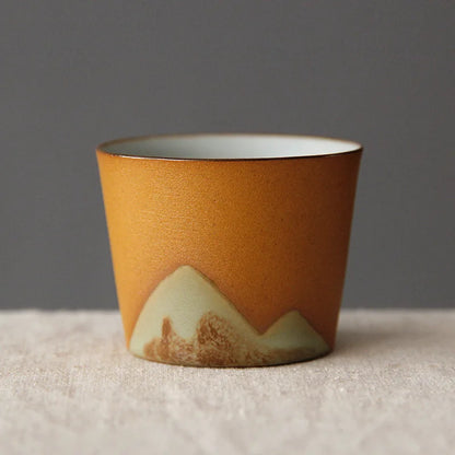 Handmade Ceramic Coffee Mug with Wooden Handle - Retro Tea Cup, Office Water Cup Filter Design, Unique Birthday Gift