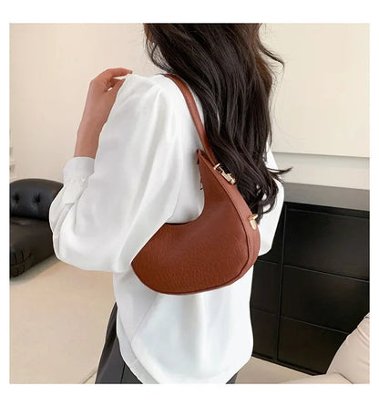 Fashion Luxury Design PU Leather Shoulder Bag Women Small Clutch Handbag Purse Female Underarm Bag Travel Totes shoulder bag RELUX.STORE