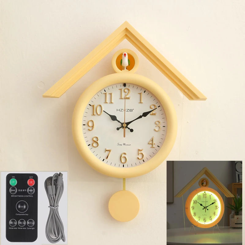 Luminous Wall Clock Luxury Cuckoo Clocks Led Watch Retro Table Clock Bedroom Silent Living Room Decoration Elegant Room Ornament RELUX.STORE
