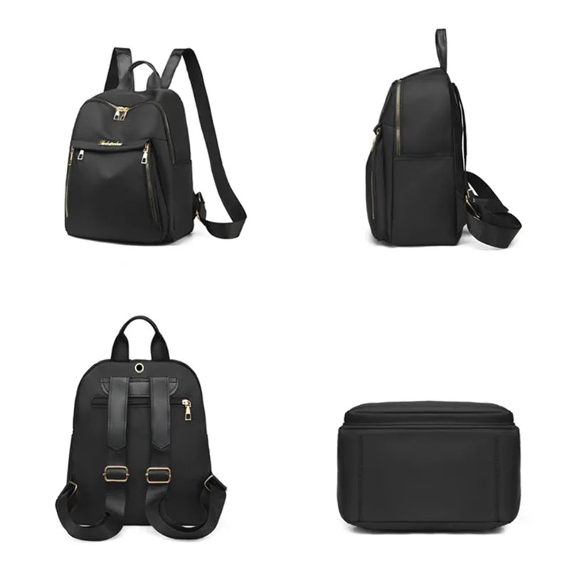 Simple Pu Black Large Capacity Backpacks Women Travel Bag Solid Harajuku Student Schoolbag Backpack Unisex Bags High Street