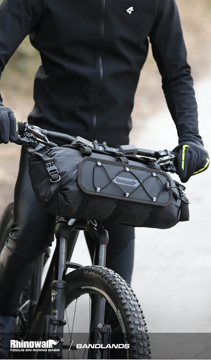 Rhinowalk Bicycle Handlebar Bag 12L Waterproof Bike Mounts Set Bike Bag Base With Replaceable Inner Dry Bag Luggage Storage